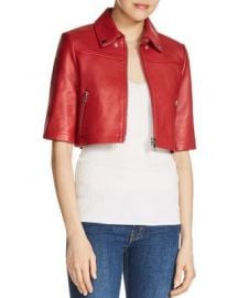 Maje Brittany Cropped Leather Jacket Women - Bloomingdale s at Bloomingdales